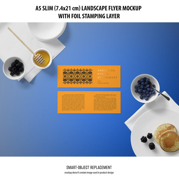 A5 Slim Landscape Flyer Mockup Psd