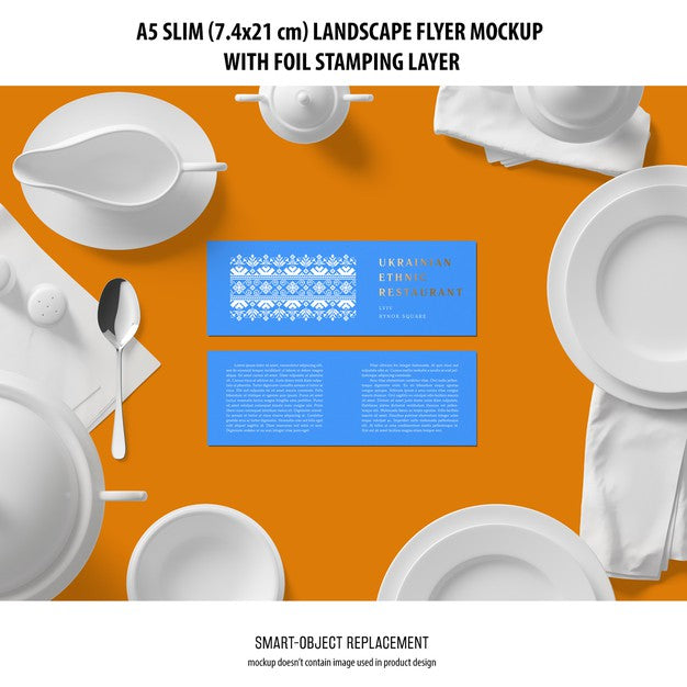 A5 Slim Landscape Flyer Mockup Psd