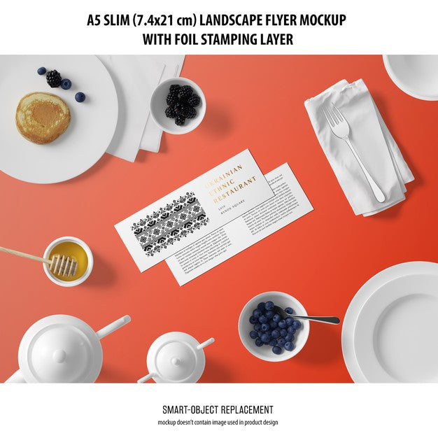 A5 Slim Landscape Flyer Mockup Psd