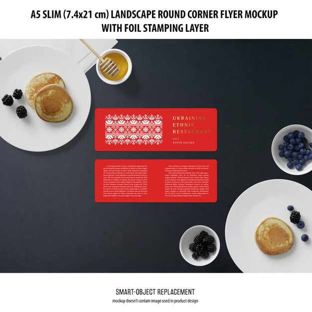 A5 Slim Landscape Flyer Mockup Psd