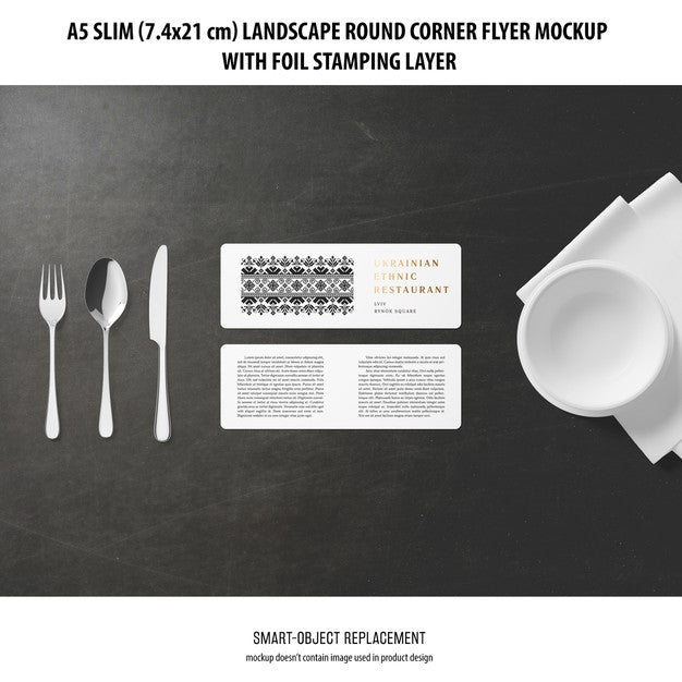 A5 Slim Landscape Flyer Mockup Psd
