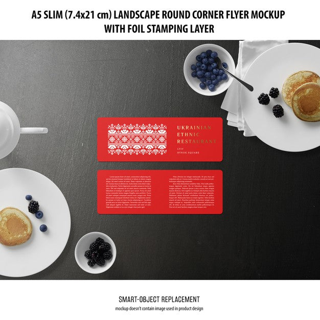 A5 Slim Landscape Flyer Mockup Psd