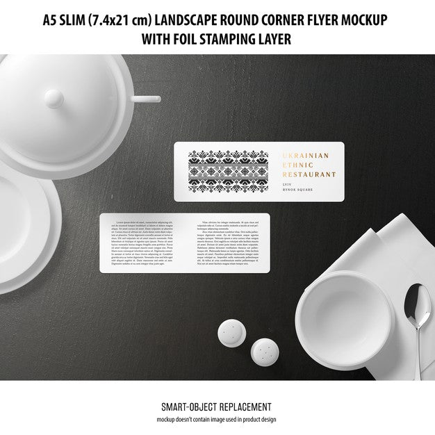 A5 Slim Landscape Flyer Mockup Psd