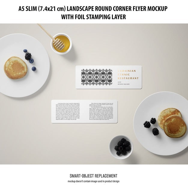 A5 Slim Landscape Flyer Mockup Psd