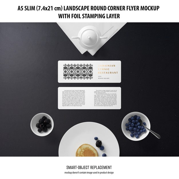 A5 Slim Landscape Flyer Mockup Psd