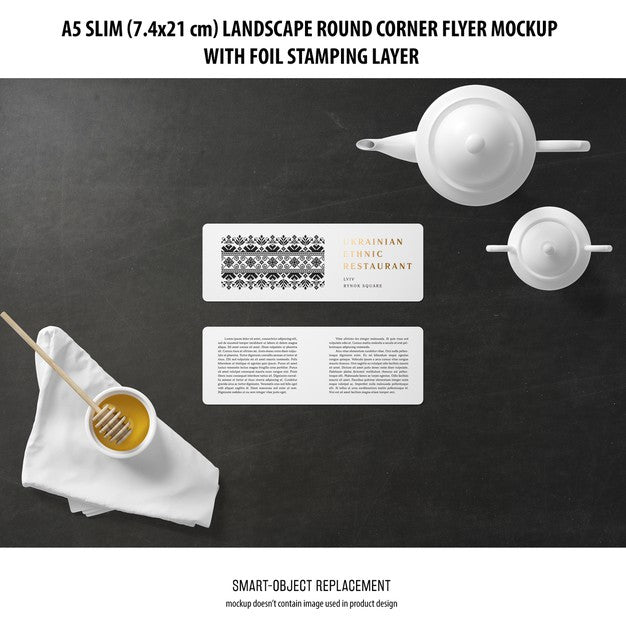 A5 Slim Landscape Flyer Mockup Psd