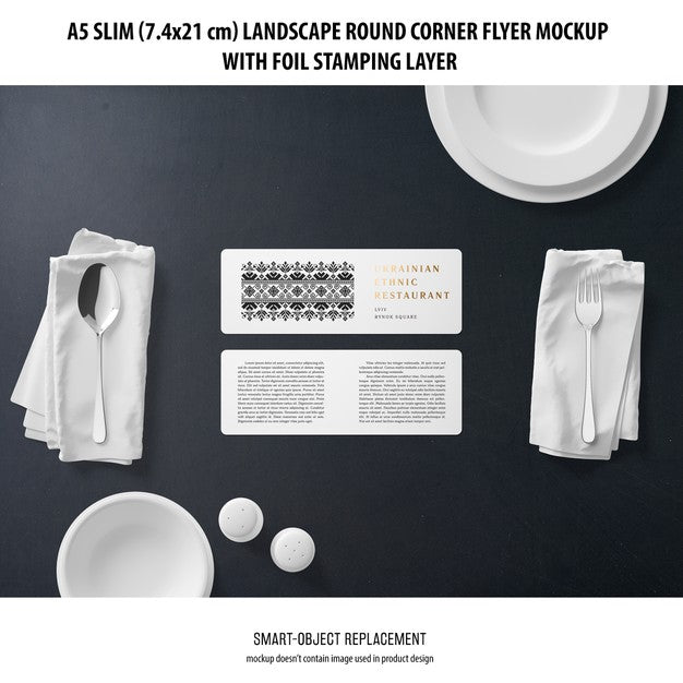 A5 Slim Landscape Flyer Mockup Psd