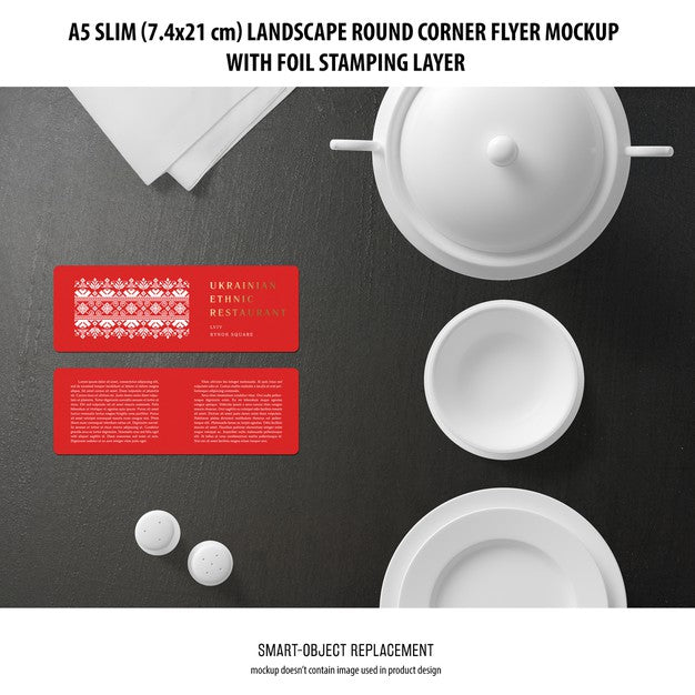 A5 Slim Landscape Flyer Mockup Psd