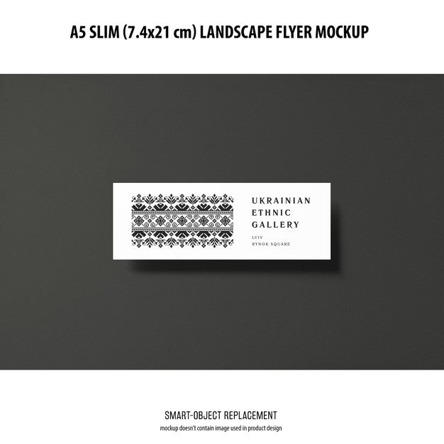 A5 Slim Landscape Flyer Mockup Psd