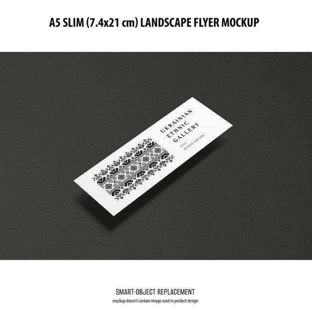 A5 Slim Landscape Flyer Mockup Psd