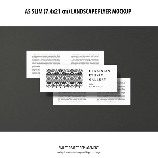 A5 Slim Landscape Flyer Mockup Psd