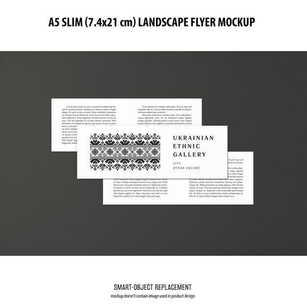 A5 Slim Landscape Flyer Mockup Psd