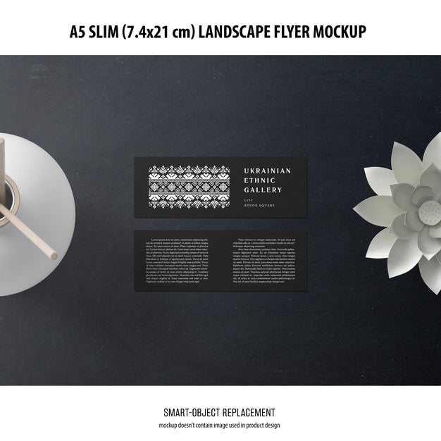 A5 Slim Landscape Flyer Mockup Psd