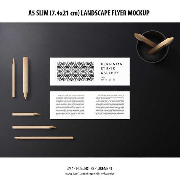 A5 Slim Landscape Flyer Mockup Psd