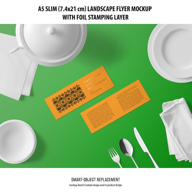 A5 Slim Landscape Flyer Mockup Psd