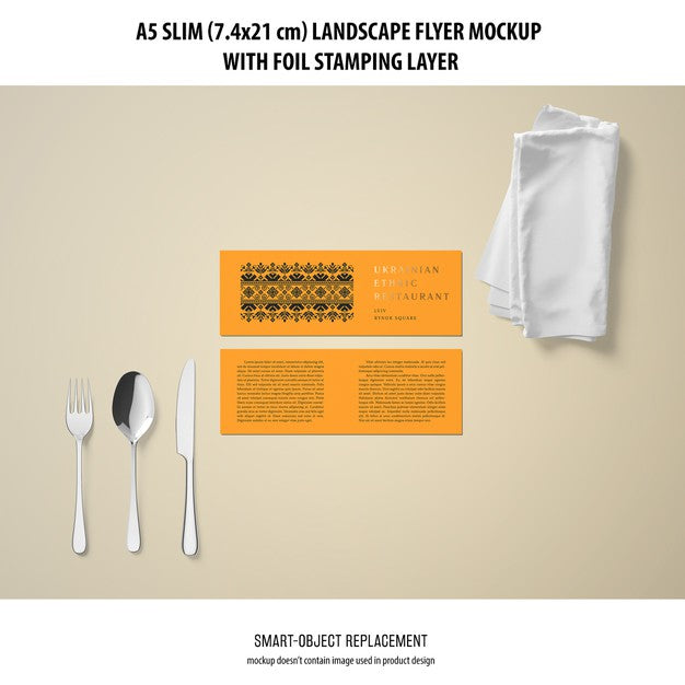 A5 Slim Landscape Flyer Mockup Psd
