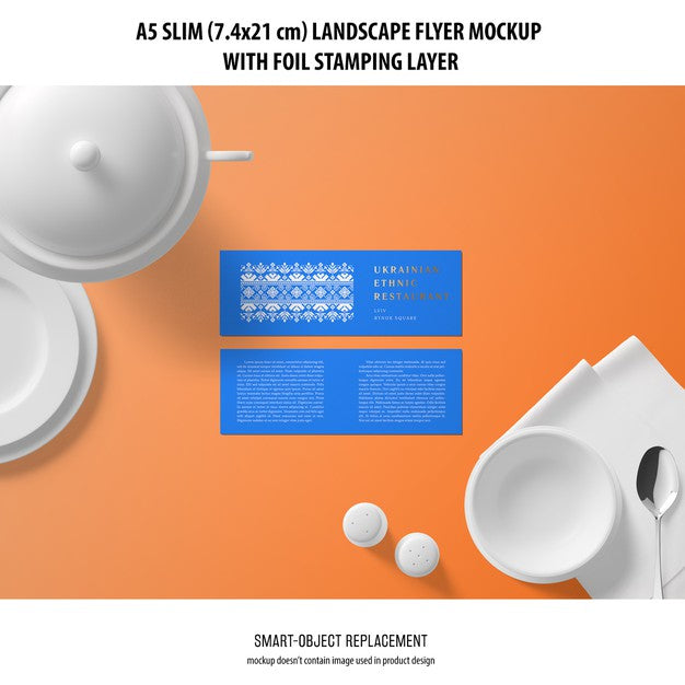 A5 Slim Landscape Flyer Mockup Psd
