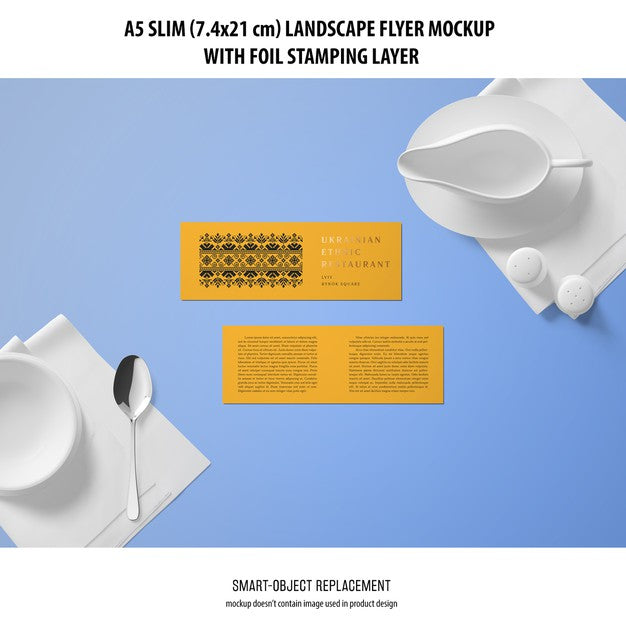 A5 Slim Landscape Flyer Mockup Psd
