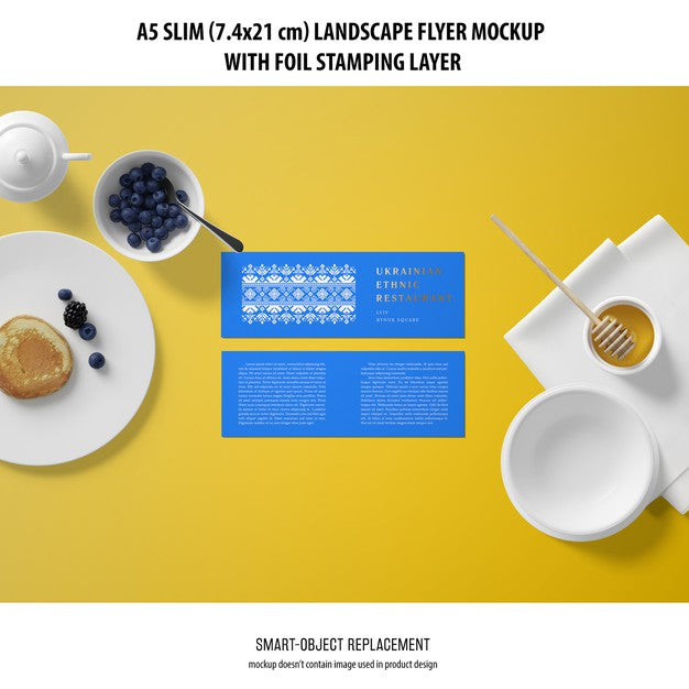 A5 Slim Landscape Flyer Mockup Psd