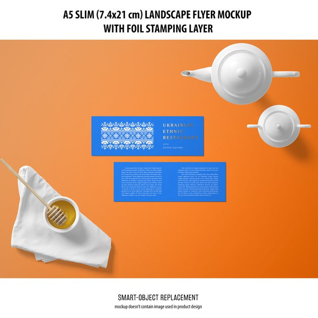 A5 Slim Landscape Flyer Mockup Psd