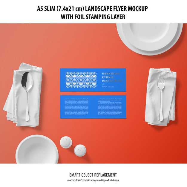 A5 Slim Landscape Flyer Mockup Psd