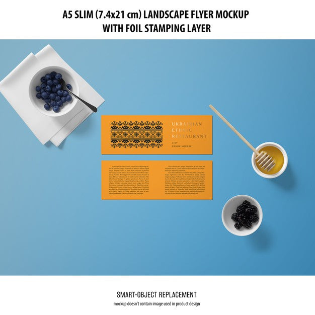 A5 Slim Landscape Flyer Mockup Psd