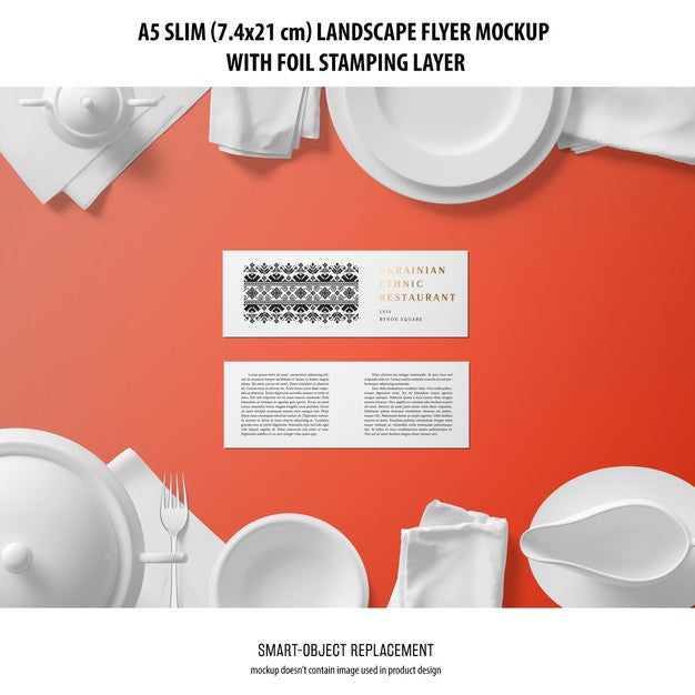 A5 Slim Landscape Flyer Mockup Psd