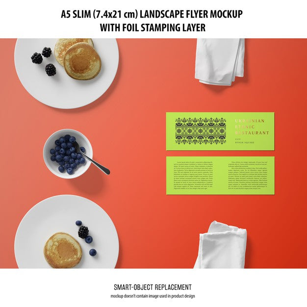 A5 Slim Landscape Flyer Mockup Psd