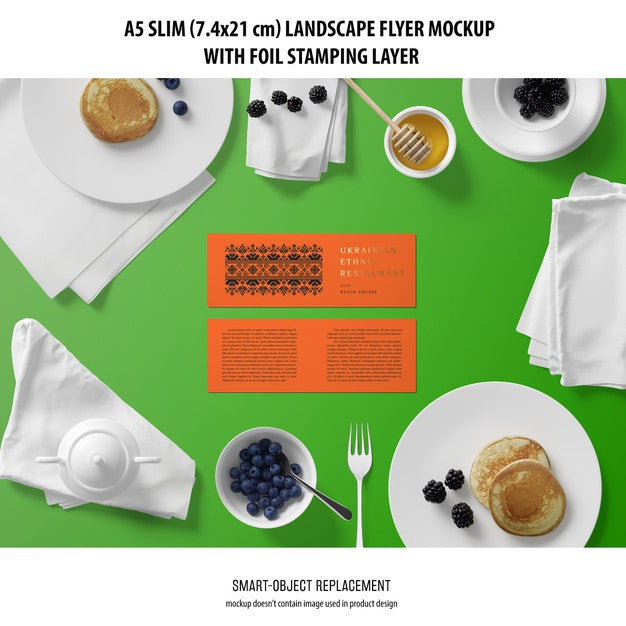 A5 Slim Landscape Flyer Mockup Psd