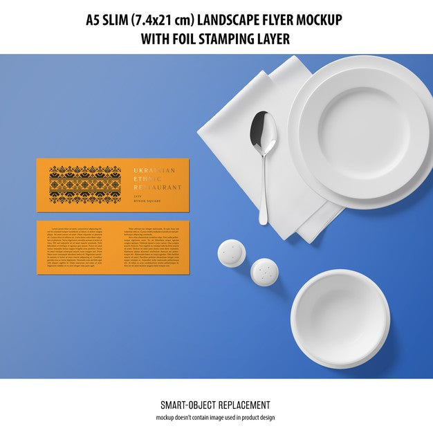 A5 Slim Landscape Flyer Mockup Psd