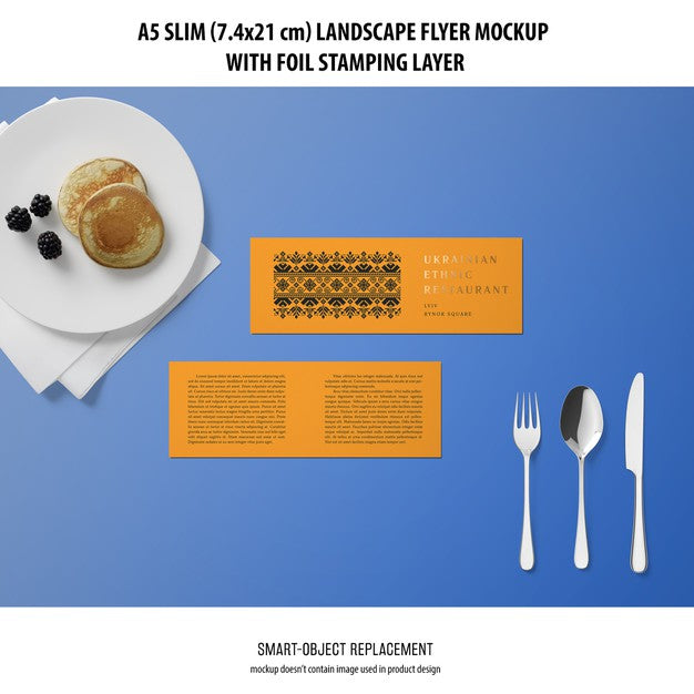 A5 Slim Landscape Flyer Mockup Psd