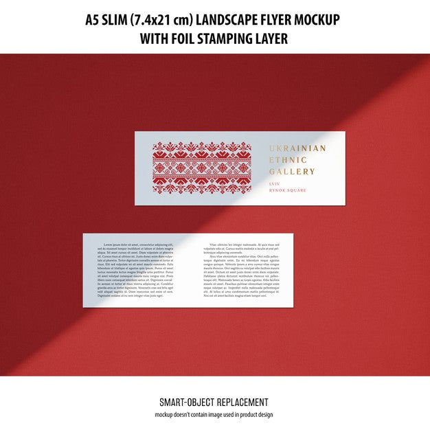 A5 Slim Landscape Flyer Mockup Psd