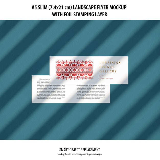 A5 Slim Landscape Flyer Mockup Psd
