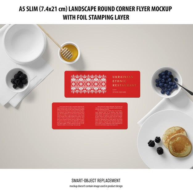 A5 Slim Landscape Flyer Mockup Psd