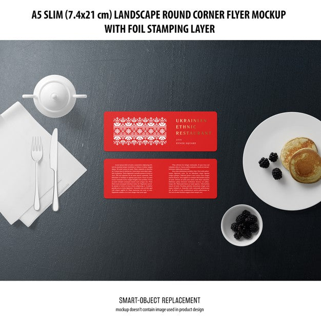 A5 Slim Landscape Flyer Mockup Psd