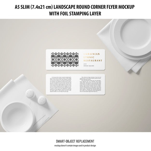 A5 Slim Landscape Flyer Mockup Psd