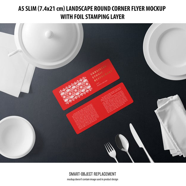A5 Slim Landscape Flyer Mockup Psd
