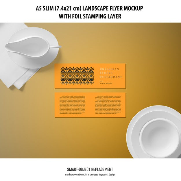 A5 Slim Landscape Flyer Mockup Psd