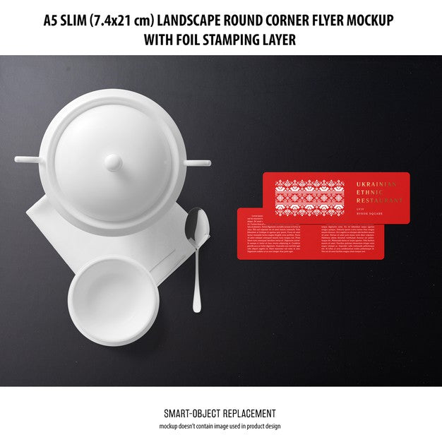 A5 Slim Landscape Flyer Mockup Psd