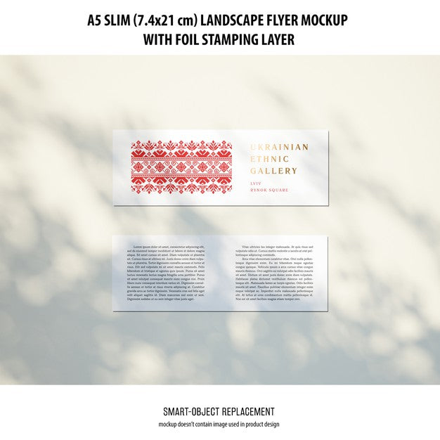A5 Slim Landscape Flyer Mockup Psd
