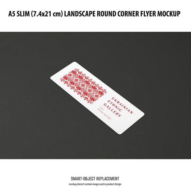 A5 Slim Landscape Flyer Mockup Psd