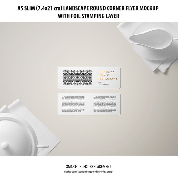 A5 Slim Landscape Flyer Mockup Psd