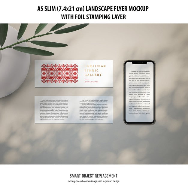 A5 Slim Landscape Flyer Mockup Psd
