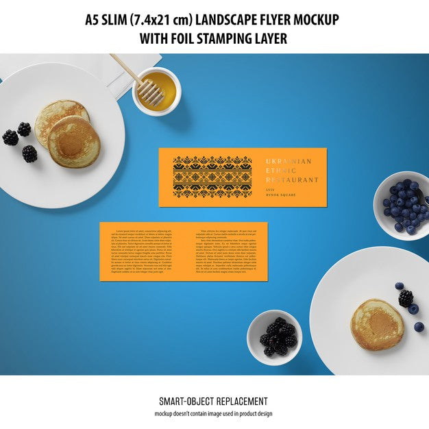 A5 Slim Landscape Flyer Mockup Psd