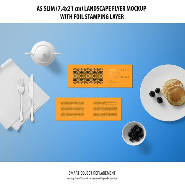 A5 Slim Landscape Flyer Mockup Psd