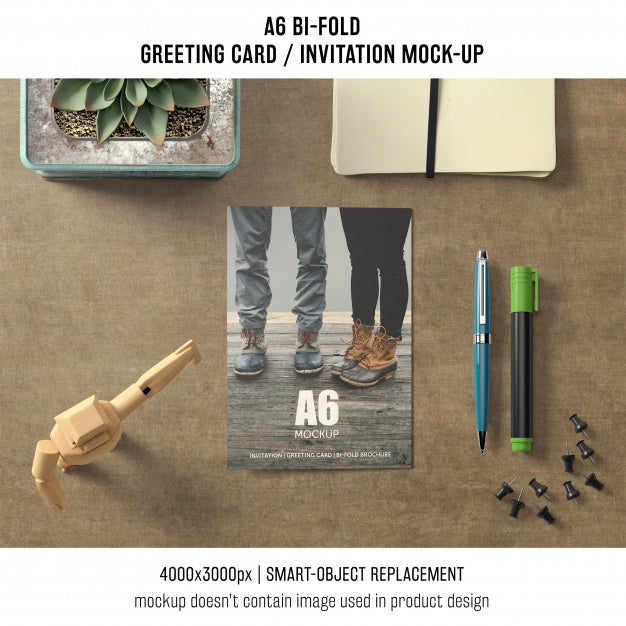 A6 Bi-Fold Greeting Card Design Psd