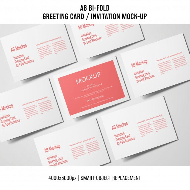 A6 Bi-Fold Greeting Card Mockups Psd