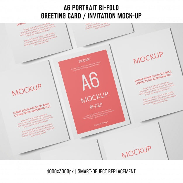 A6 Bi-Fold Invitation Card Mockup Psd