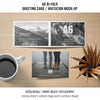 A6 Bi-Fold Invitation Card Mockup With Coffee Psd