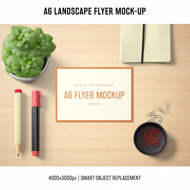 A6 Landscape Flyer Mock-Up Psd